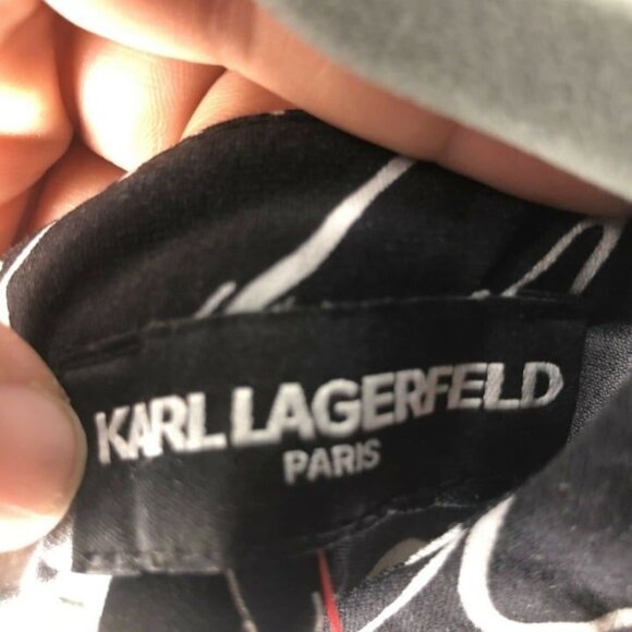 Karl Langerfeld Paris Peephole Back Black Floral Blouse Size L - Picture 5 of 5